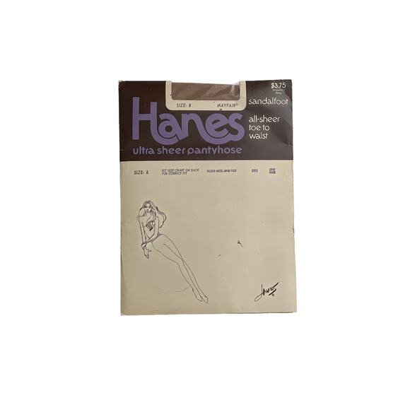 1980s NOS Hanes Sandalfoot Mayfair Ultra Sheer Pantyhose Made in USA Size B - Picture 1 of 4